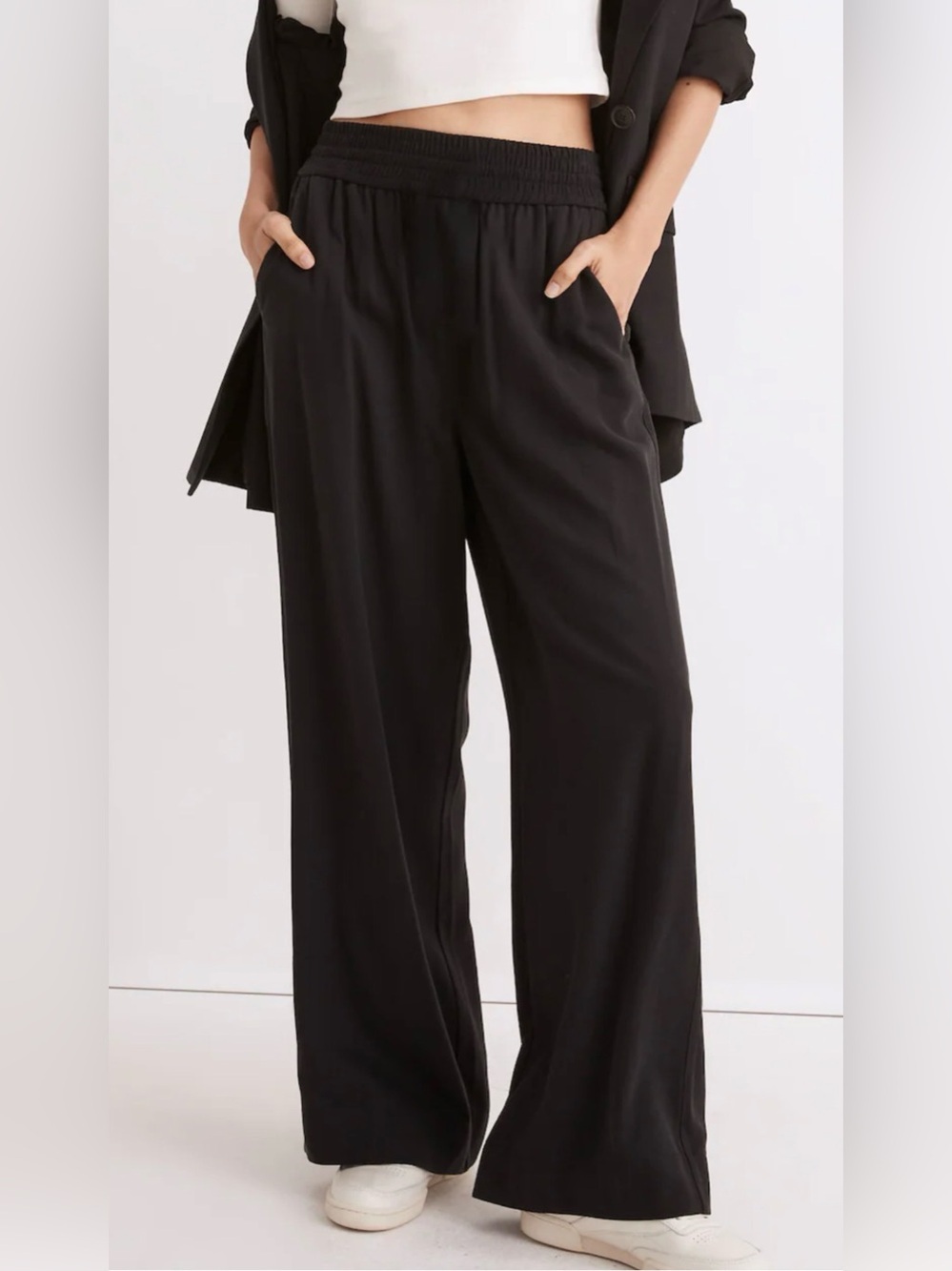 Madewell Drapeweave Carley Wide Leg Black Pants NG528 Sz XXS - Picture 1 of 7